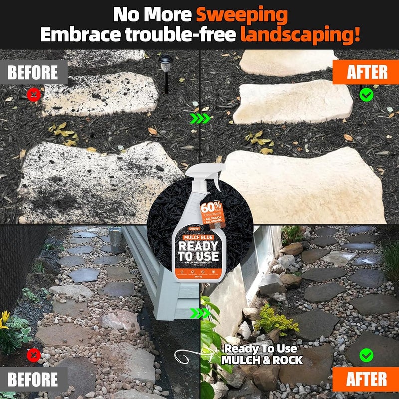 Shabebe Mulch Glue with Sprayer -Ready to Use Binder for Landscaping, Fast-Dry No Dilution Landscape Glue Spray for Rocks, Binder, Mulch Lock and Pea Gravel Stabilizer 27OZ - Image 2